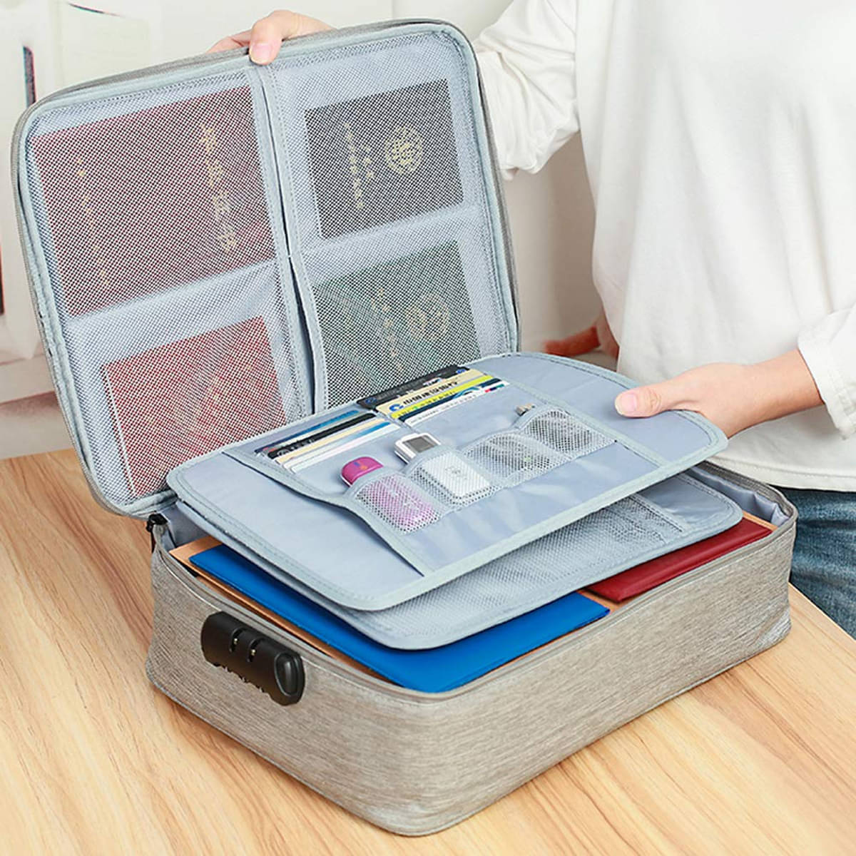     			PRIMIYARA A4 Document file organizer Bag  Safe Pouch for Home Office Travel