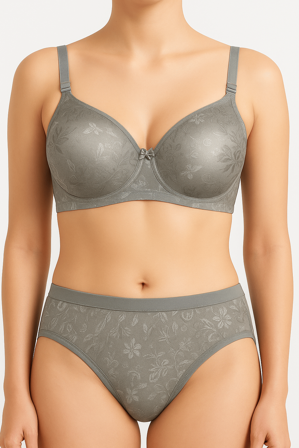 Piylu Net/Mesh Lightly Padded Bra & Panty Set ( Light Grey , Pack of 1 )     			Piylu Net/Mesh Lightly Padded Bra & Panty Set ( Light Grey , Pack of 1 )