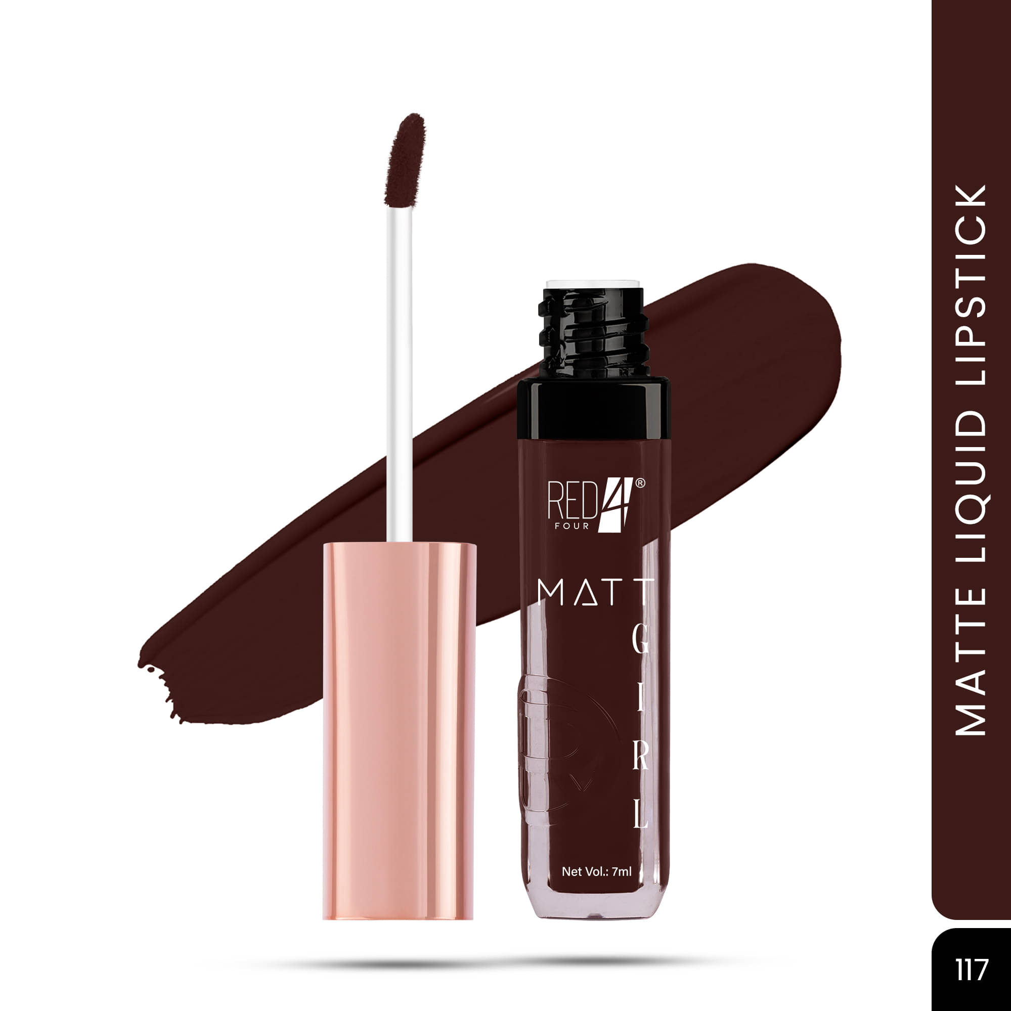 RED 4 Deep Chocolate Brown Matte Transferproof Liquid Lipstick ( Pack of 1 )     			RED 4 Deep Chocolate Brown Matte Transferproof Liquid Lipstick ( Pack of 1 )