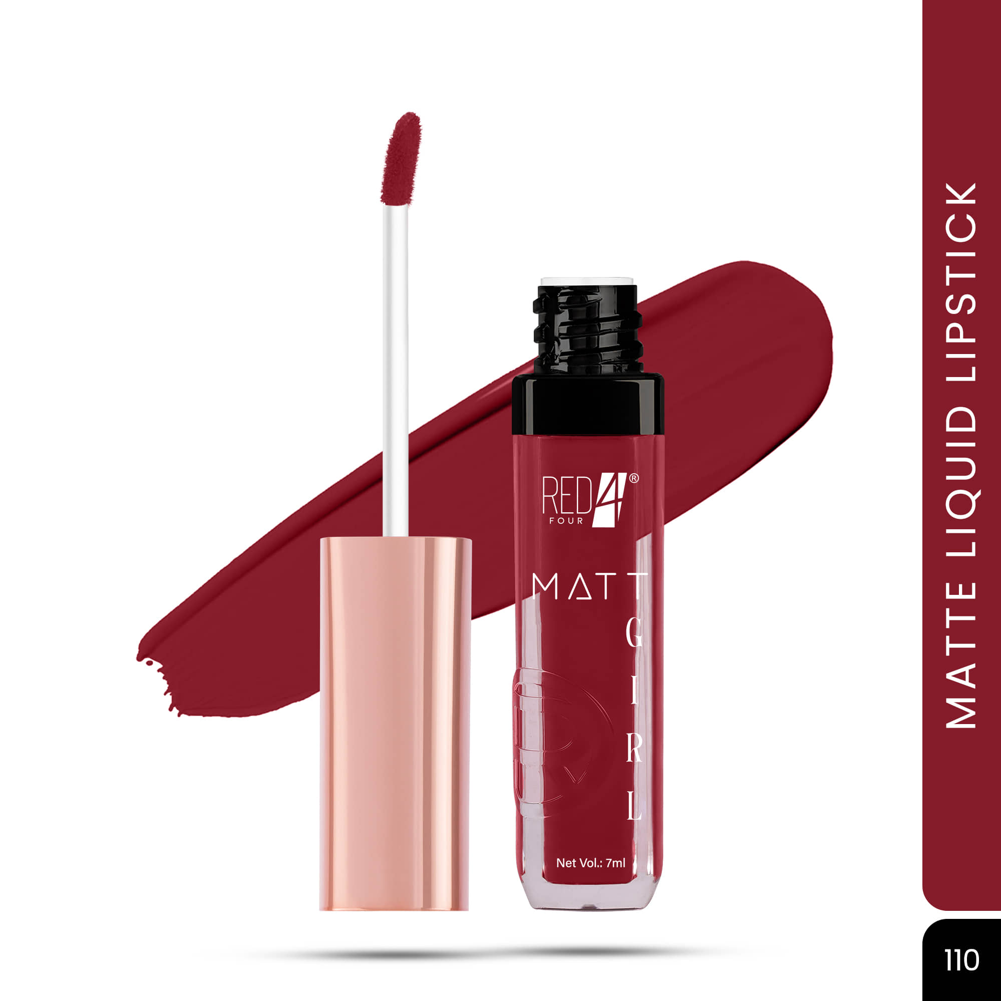 RED 4 French Rose Pink Matte Transferproof Liquid Lipstick ( Pack of 1 )
