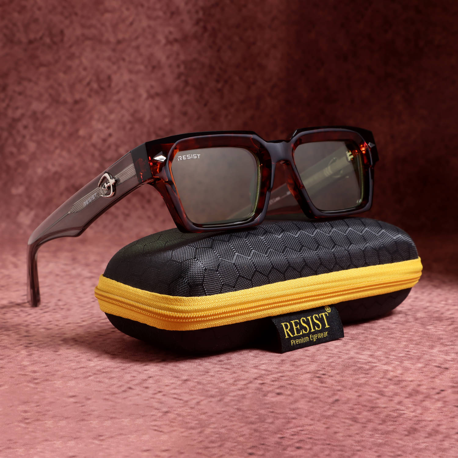     			RESIST EYEWEAR Brown Rectangular Sunglasses ( Pack of 1 )