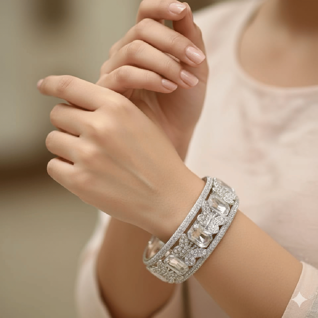     			S Nisha Bangles Supplier Silver Kada Set ( Pack of 2 )