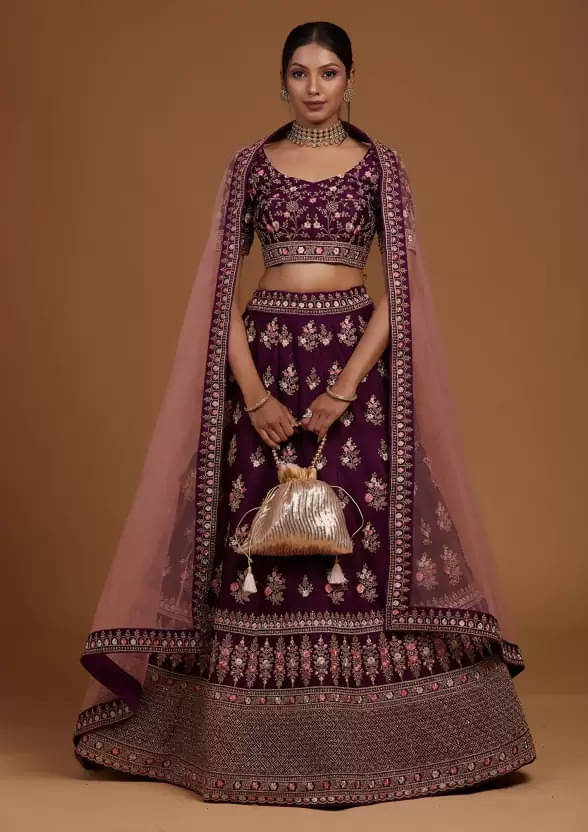 SATVASHIV Women Velvet Flared Semi Stitched Lehenga Choli ( Wine ) SATVASHIV Women Velvet Flared Semi Stitched Lehenga Choli ( Wine )