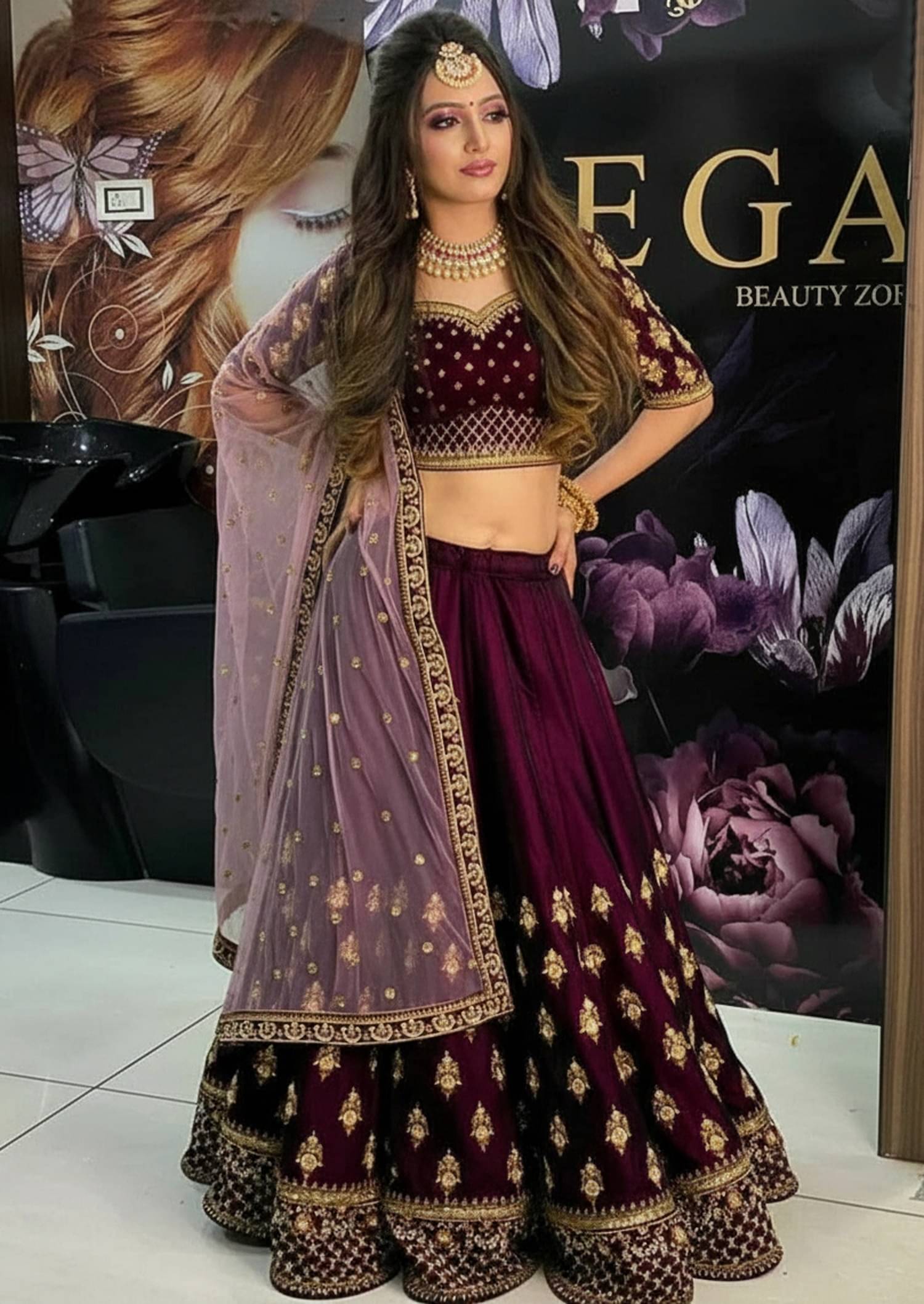 SATVASHIV Women Velvet Flared Semi Stitched Lehenga Choli ( Wine ) SATVASHIV Women Velvet Flared Semi Stitched Lehenga Choli ( Wine )