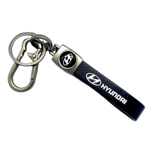 SILVERLINE SOLUTION Leather Keychain Hyundai Single Black SILVERLINE SOLUTION Leather Keychain Hyundai Single Black