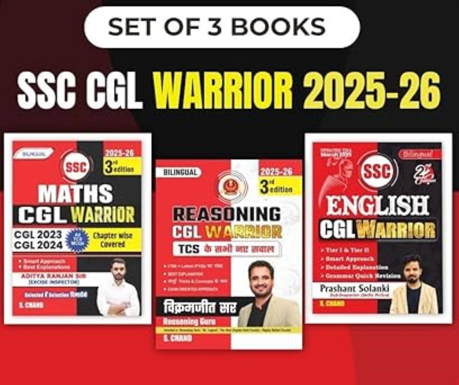     			SSC CGL Exam 2025 - 2026 - SSC CGL Warrior Maths + Reasoning + English (Bilingual Edition) | By Aditya Ranjan, Vikramjeet & Prashant Solanki Sir
