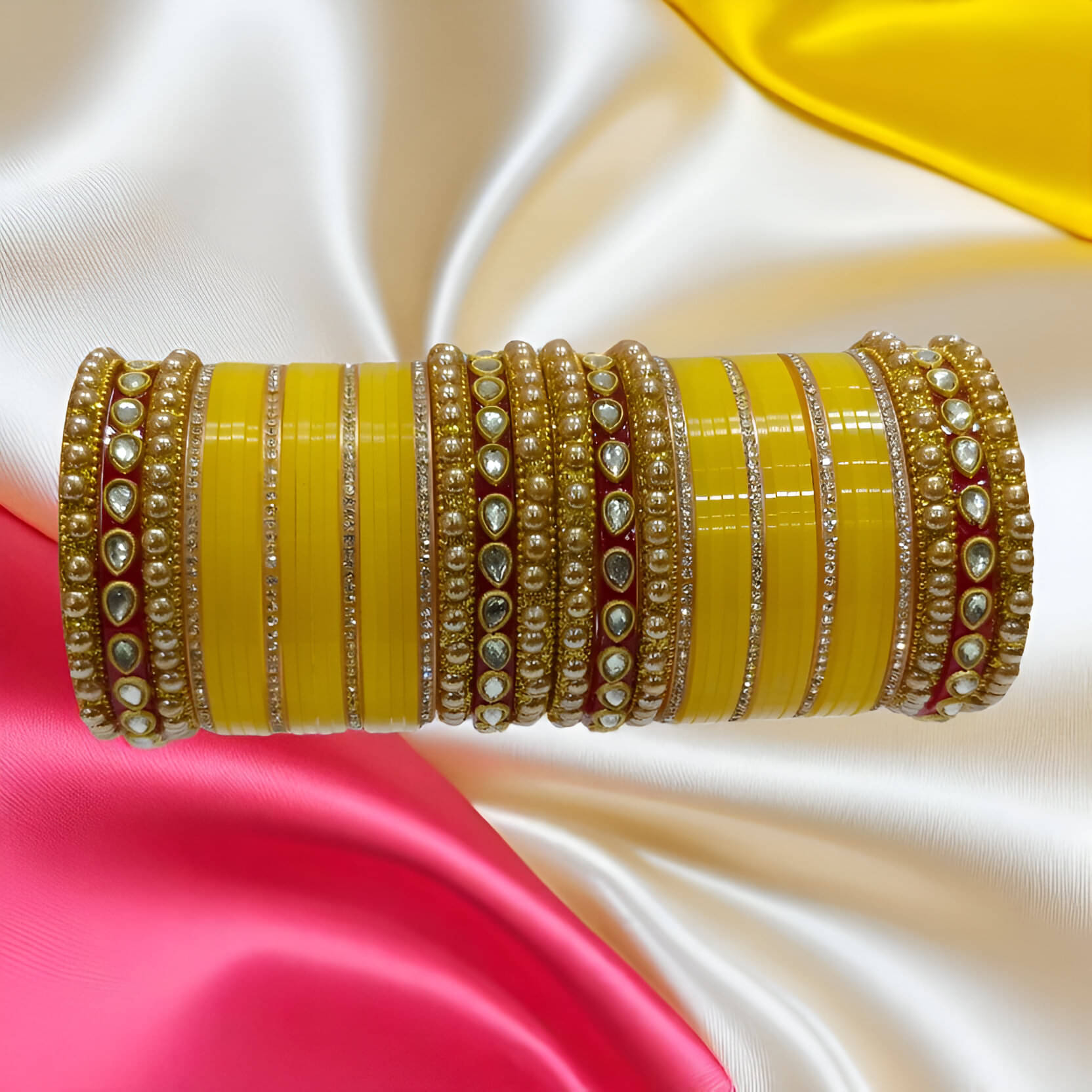     			Shiv Supplier Yellow Bangle Set ( Pack of 50 )
