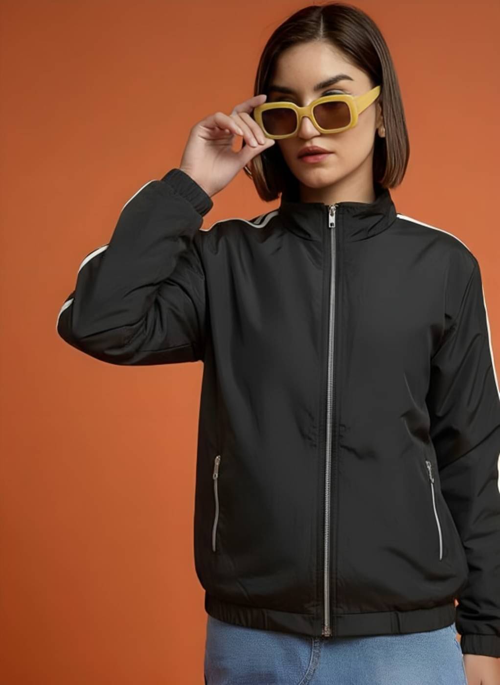 THECLASSICTOGS - Polyester Blend Black Bomber Jackets Pack of 1 THECLASSICTOGS - Polyester Blend Black Bomber Jackets Pack of 1
