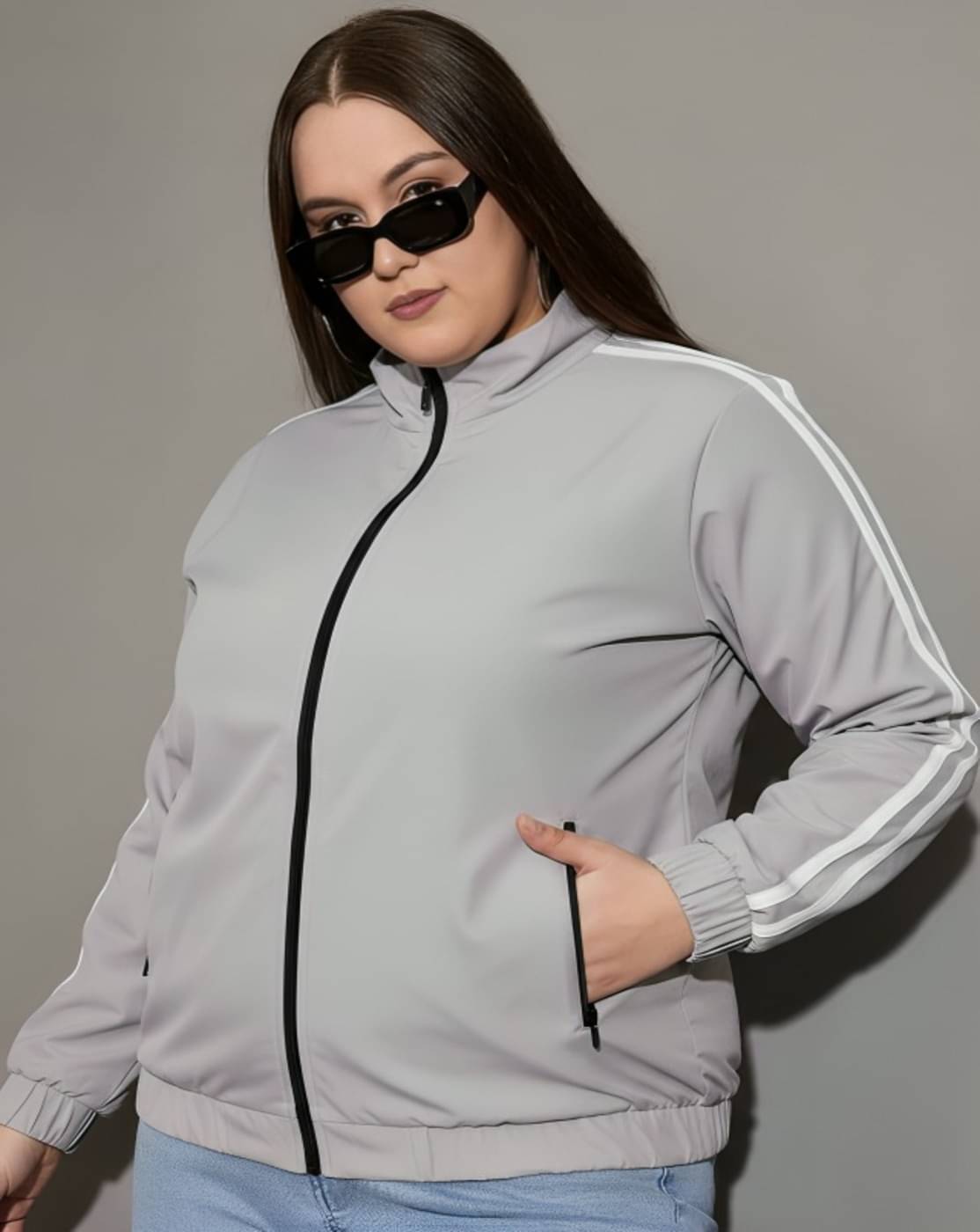     			THECLASSICTOGS - Polyester Blend Grey Bomber Jackets Pack of 1