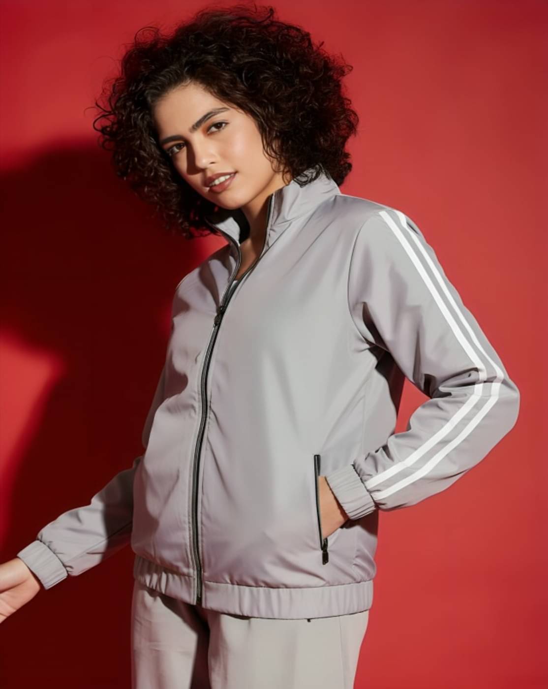    			THECLASSICTOGS - Polyester Blend Grey Bomber Jackets Pack of 1