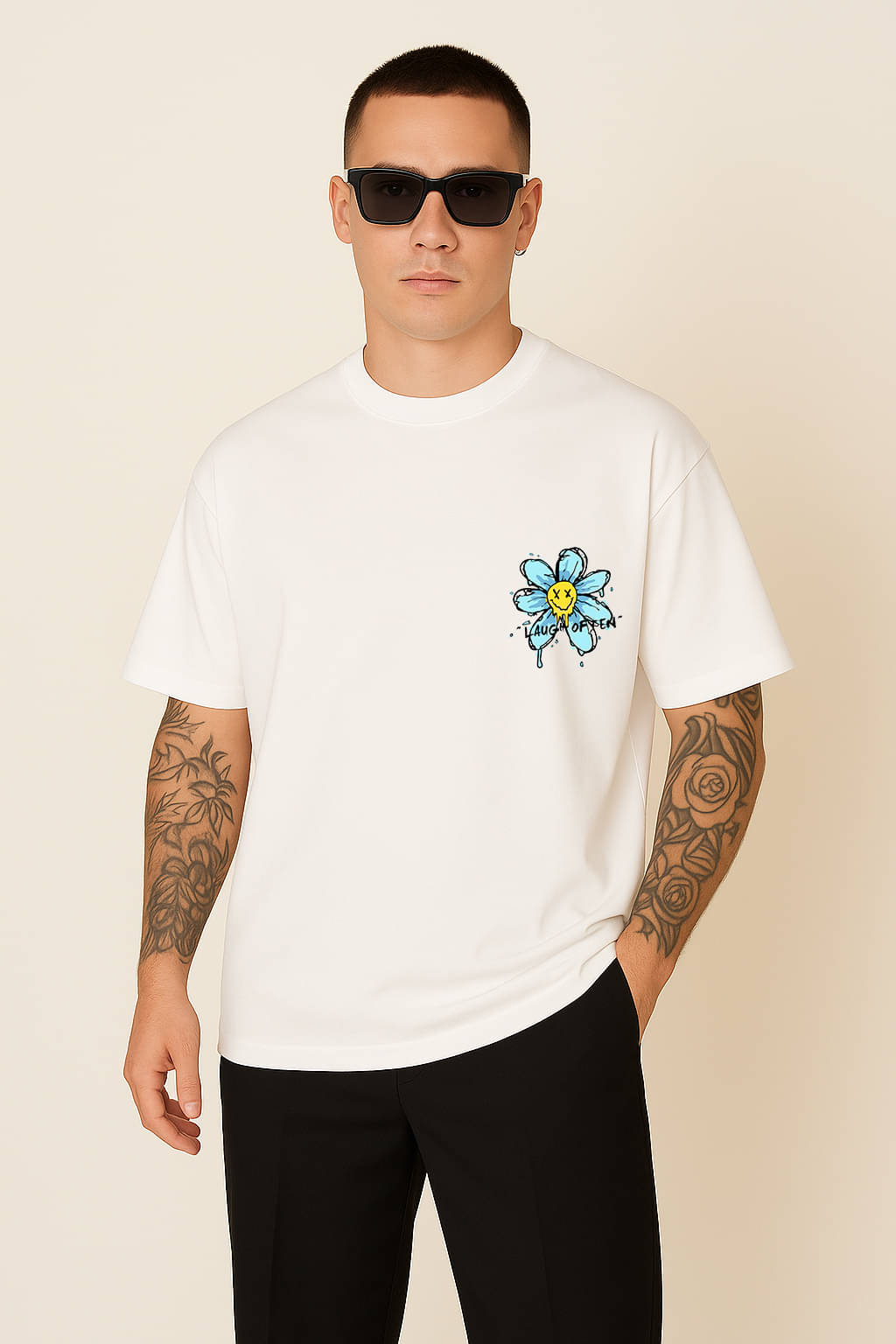     			Tshirts Buddy Men Cotton Oversized Fit Printed T-Shirt ( White )