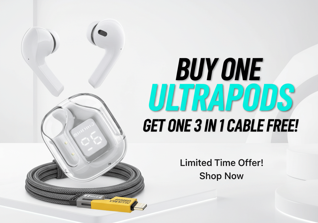     			Tws Ultrapods display bluetooth, Earbuds Pro + 4 in 1 data fast cable ,  Bluetooth Headphone + 4 in 1 charging cable