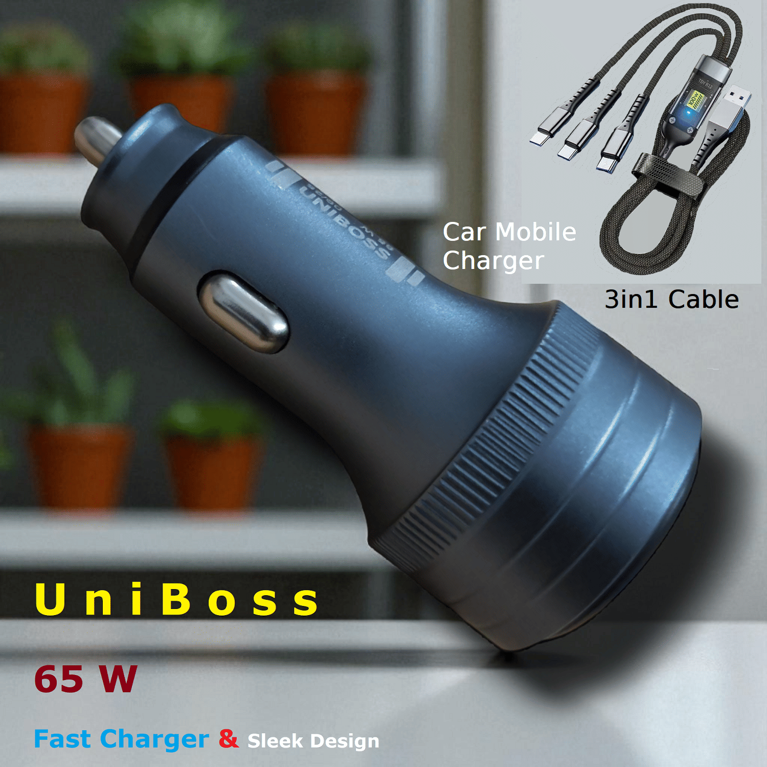     			UniBoss Car Mobile Charger 65W Fast & Turbo Grey
