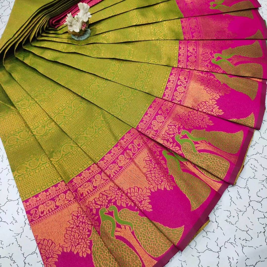     			Vastukala Silk Woven Kanjeevaram Sarees With Unstitched Blouse Piece ( Light Green )