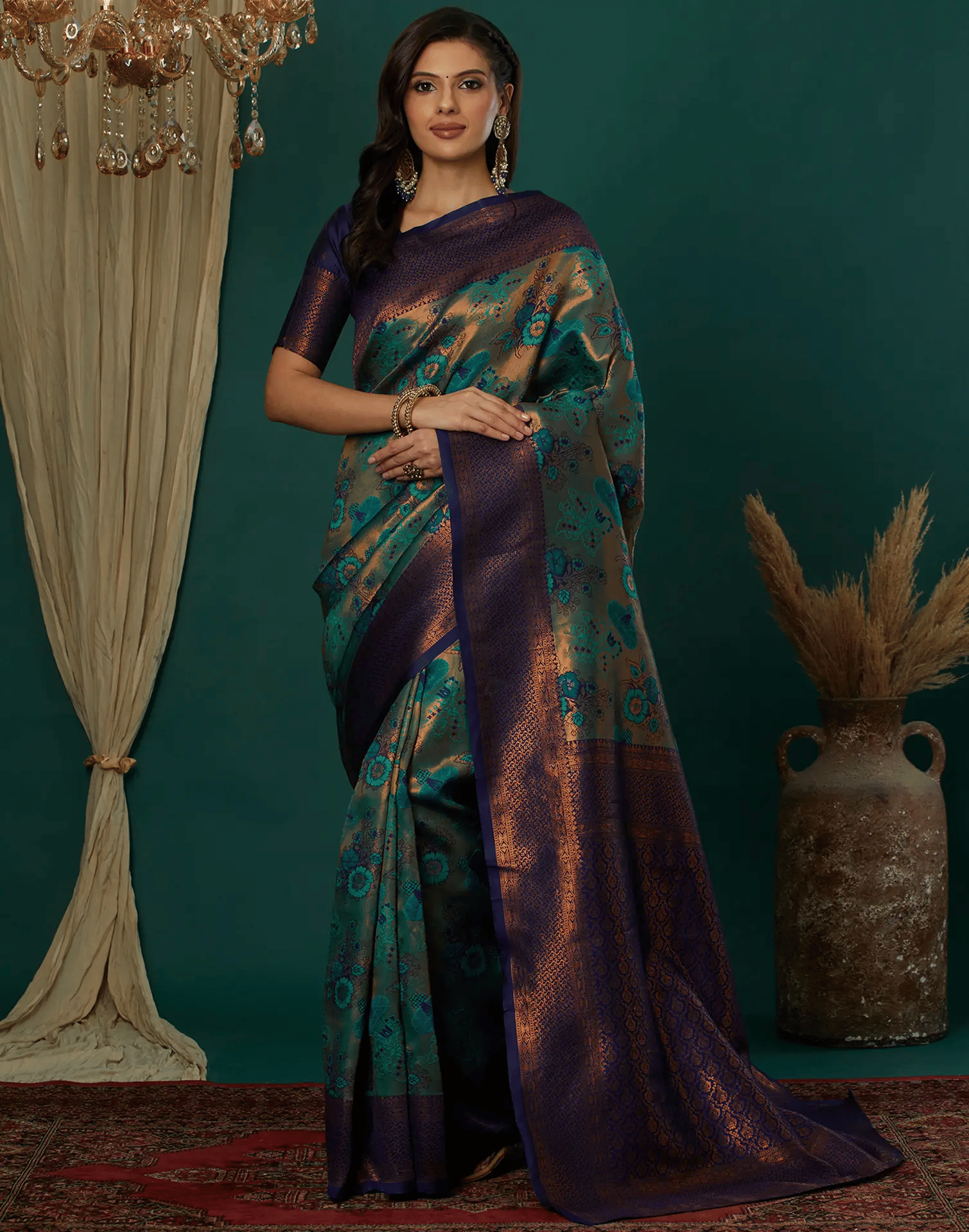     			Vastukala Silk Woven Kanjeevaram Sarees With Unstitched Blouse Piece ( Sky Blue )