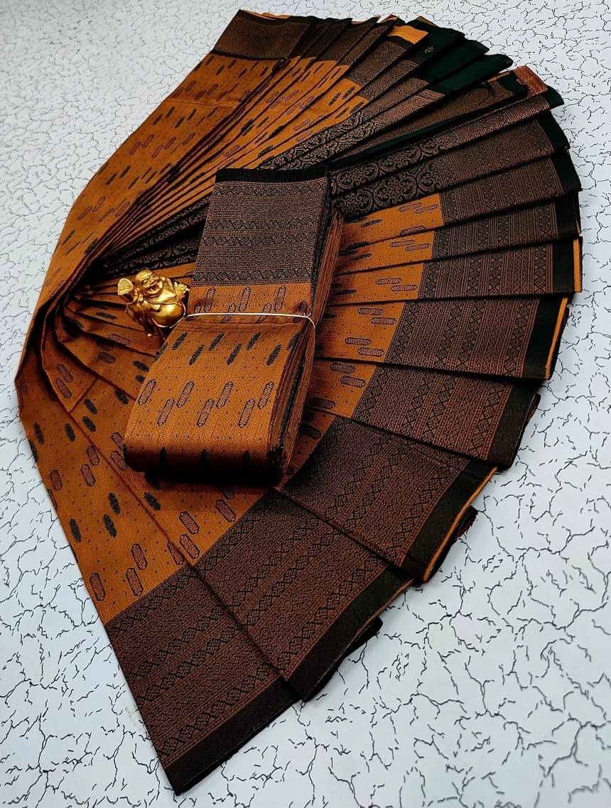     			Vastukala Silk Woven Kanjeevaram Sarees With Unstitched Blouse Piece ( Mustard )