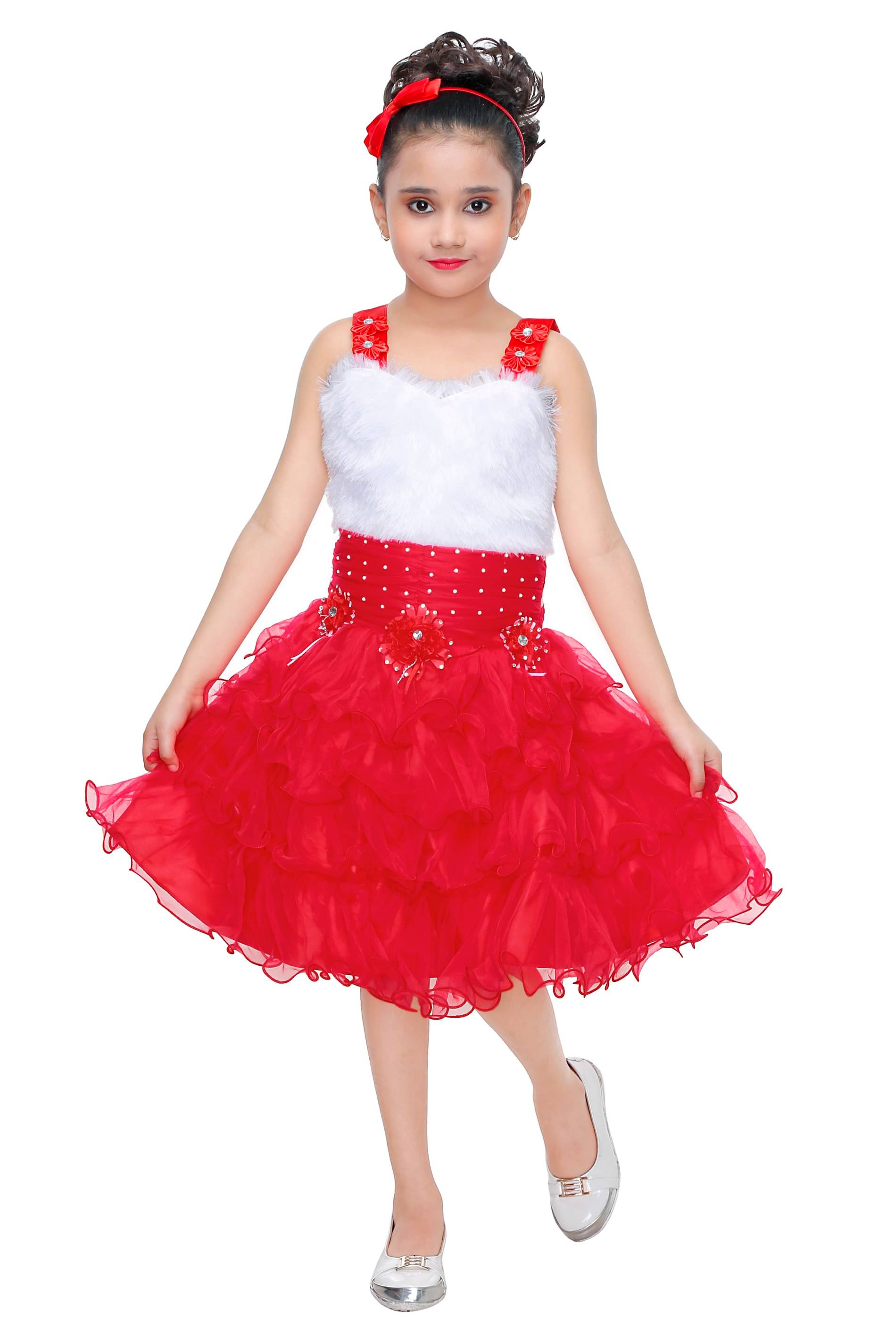    			Vidya Fashions Net Frock For Girls ( Pack of 1 , Red )