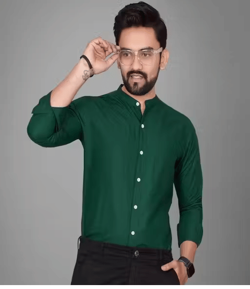     			Vs Beauti Cotton Blend Regular Fit Solids Full Sleeves Men's Casual Shirt - Dark Green ( Pack of 1 )