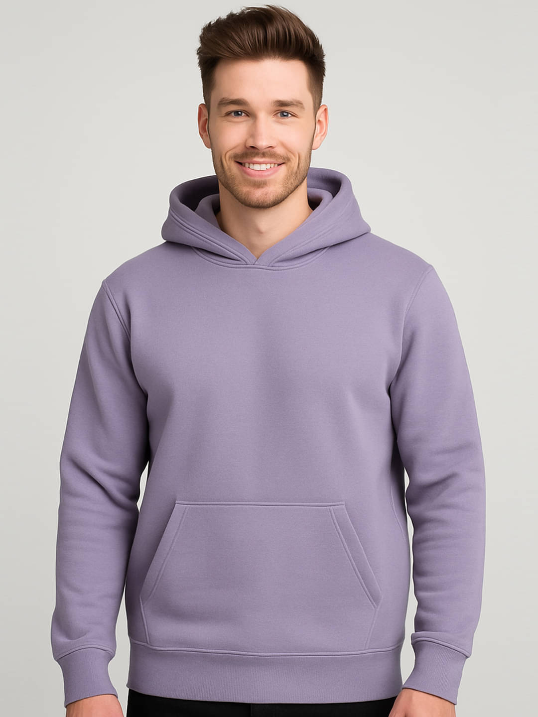YONGE Fleece Hooded Men's Sweatshirt - Lavender ( Pack of 1 ) YONGE Fleece Hooded Men's Sweatshirt - Lavender ( Pack of 1 )