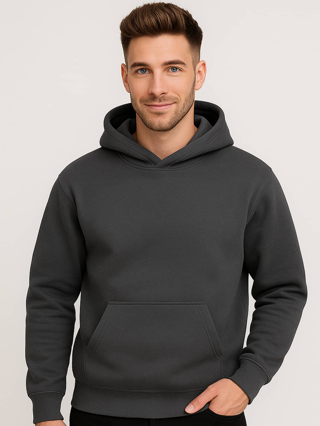 YONGE Fleece Hooded Men's Sweatshirt - Dark Grey ( Pack of 1 ) YONGE Fleece Hooded Men's Sweatshirt - Dark Grey ( Pack of 1 )