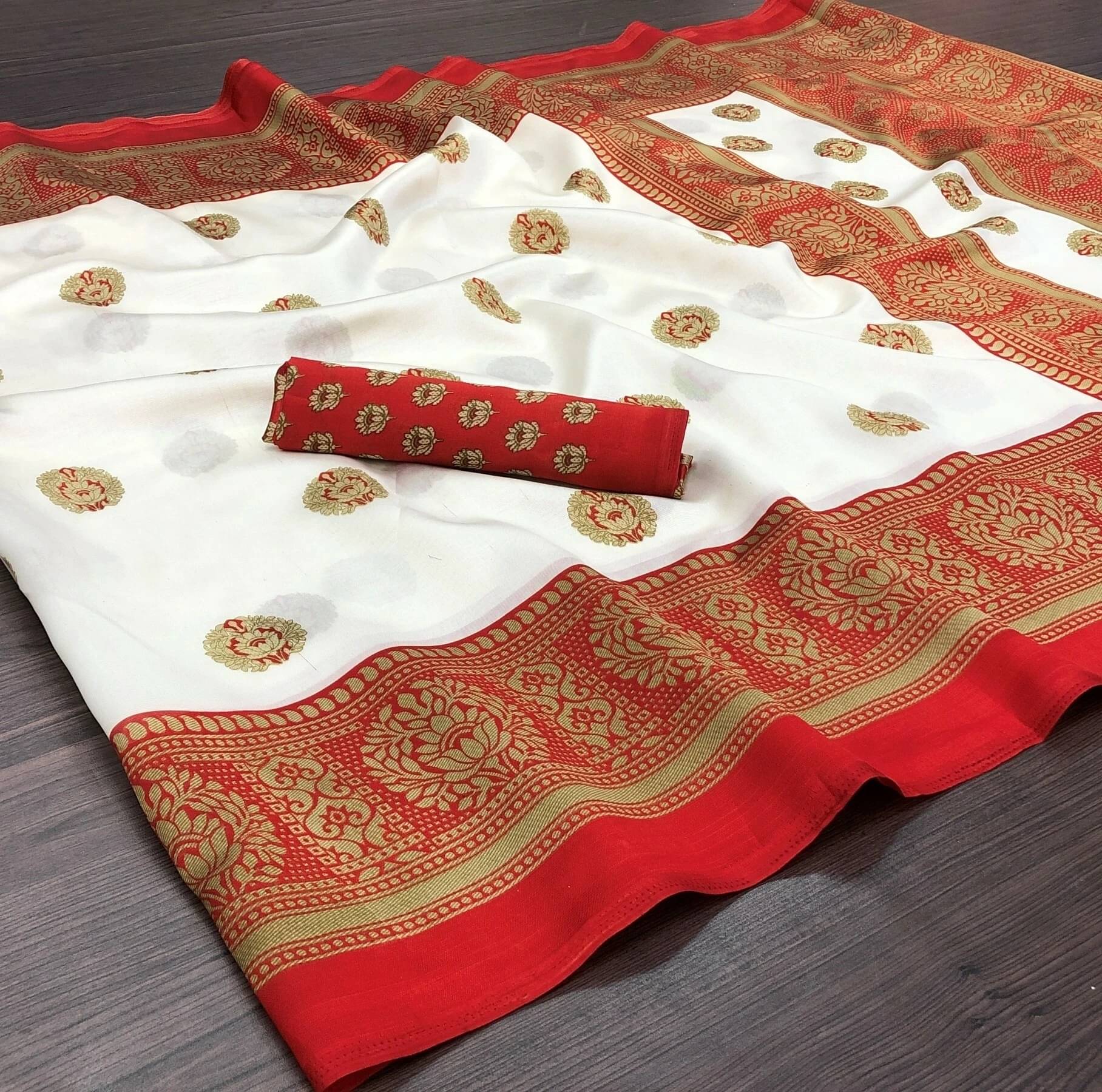 Yashika Art Silk Printed Mysore Silk Sarees With Unstitched Blouse Piece ( Red )     			Yashika Art Silk Printed Mysore Silk Sarees With Unstitched Blouse Piece ( Red )