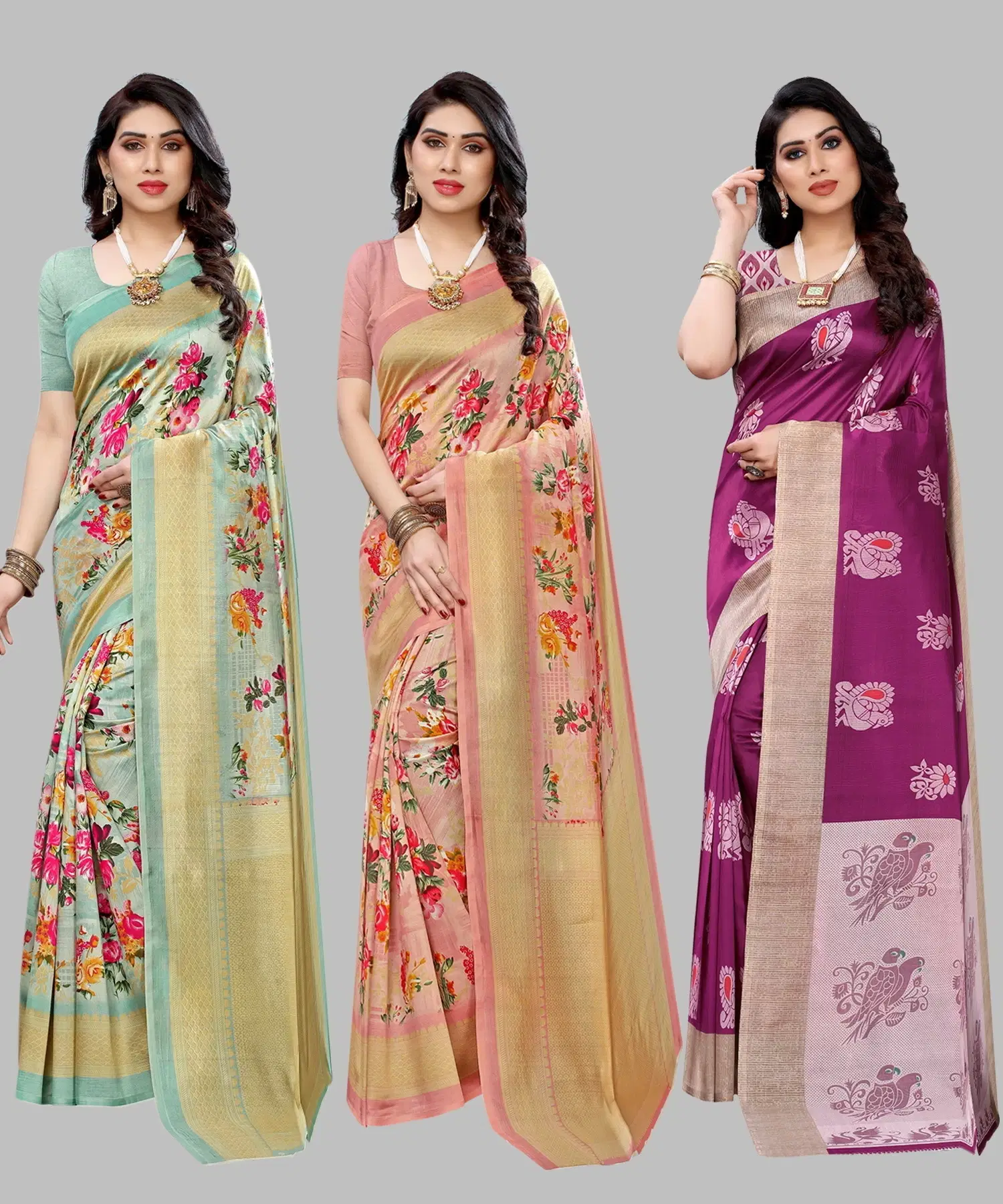 Yashika Art Silk Printed Regular Saree With Unstitched Blouse Piece ( Light Green ) Yashika Art Silk Printed Regular Saree With Unstitched Blouse Piece ( Light Green )