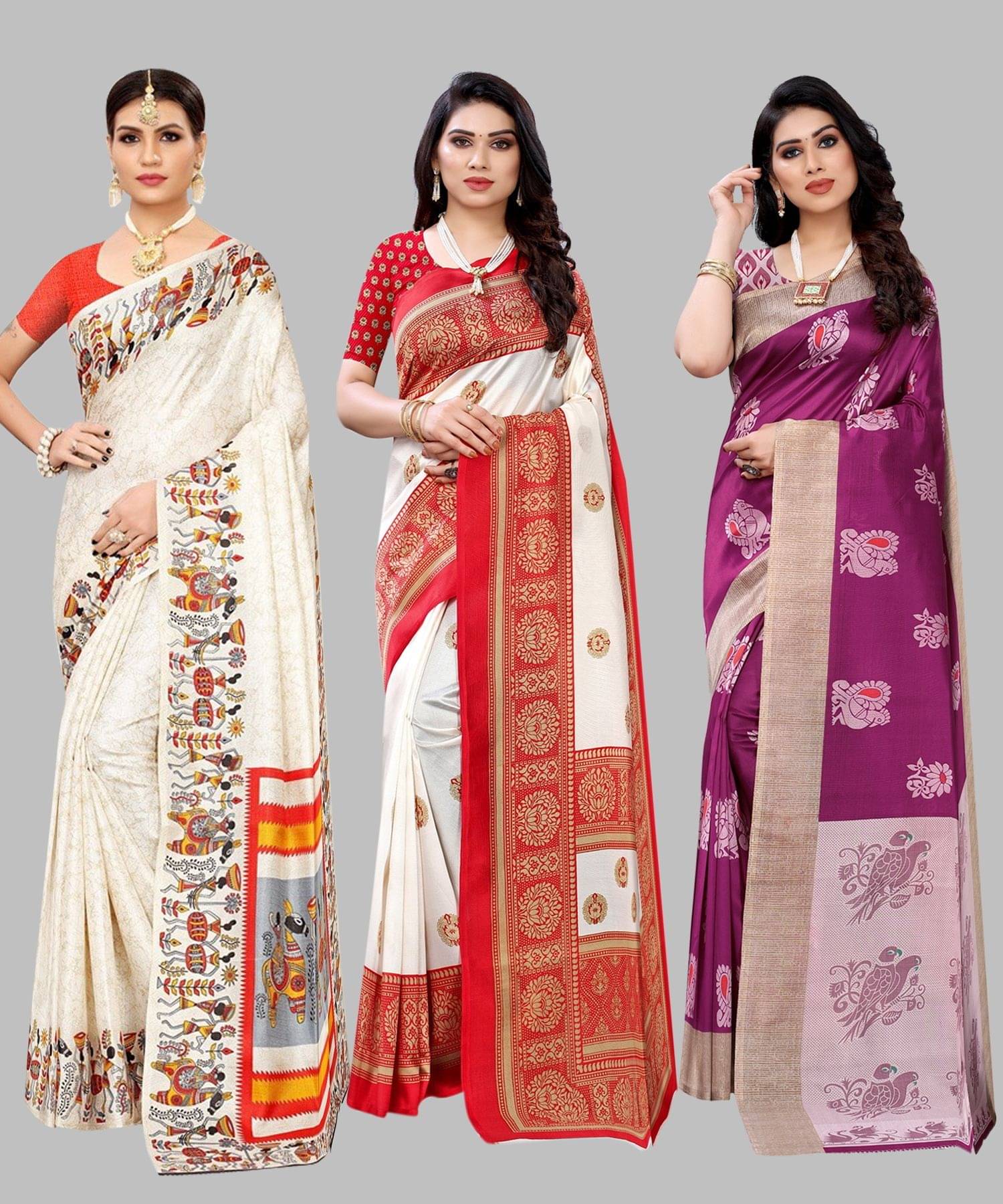     			Yashika Art Silk Printed Regular Saree With Unstitched Blouse Piece ( Orange )