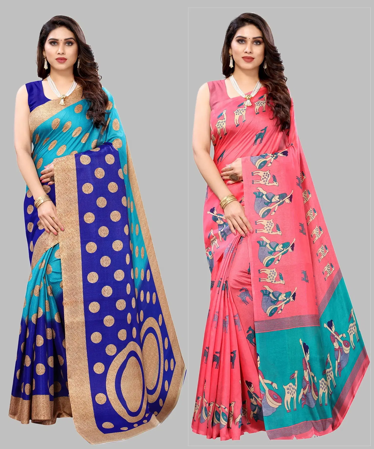 Yashika Art Silk Printed Regular Saree With Unstitched Blouse Piece ( Blue ) Yashika Art Silk Printed Regular Saree With Unstitched Blouse Piece ( Blue )