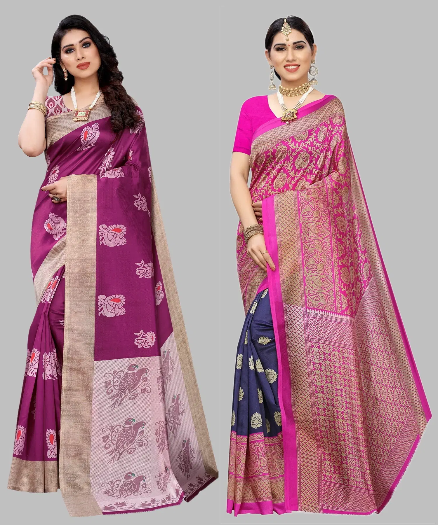 Yashika Art Silk Printed Regular Saree With Unstitched Blouse Piece ( Purple )     			Yashika Art Silk Printed Regular Saree With Unstitched Blouse Piece ( Purple )