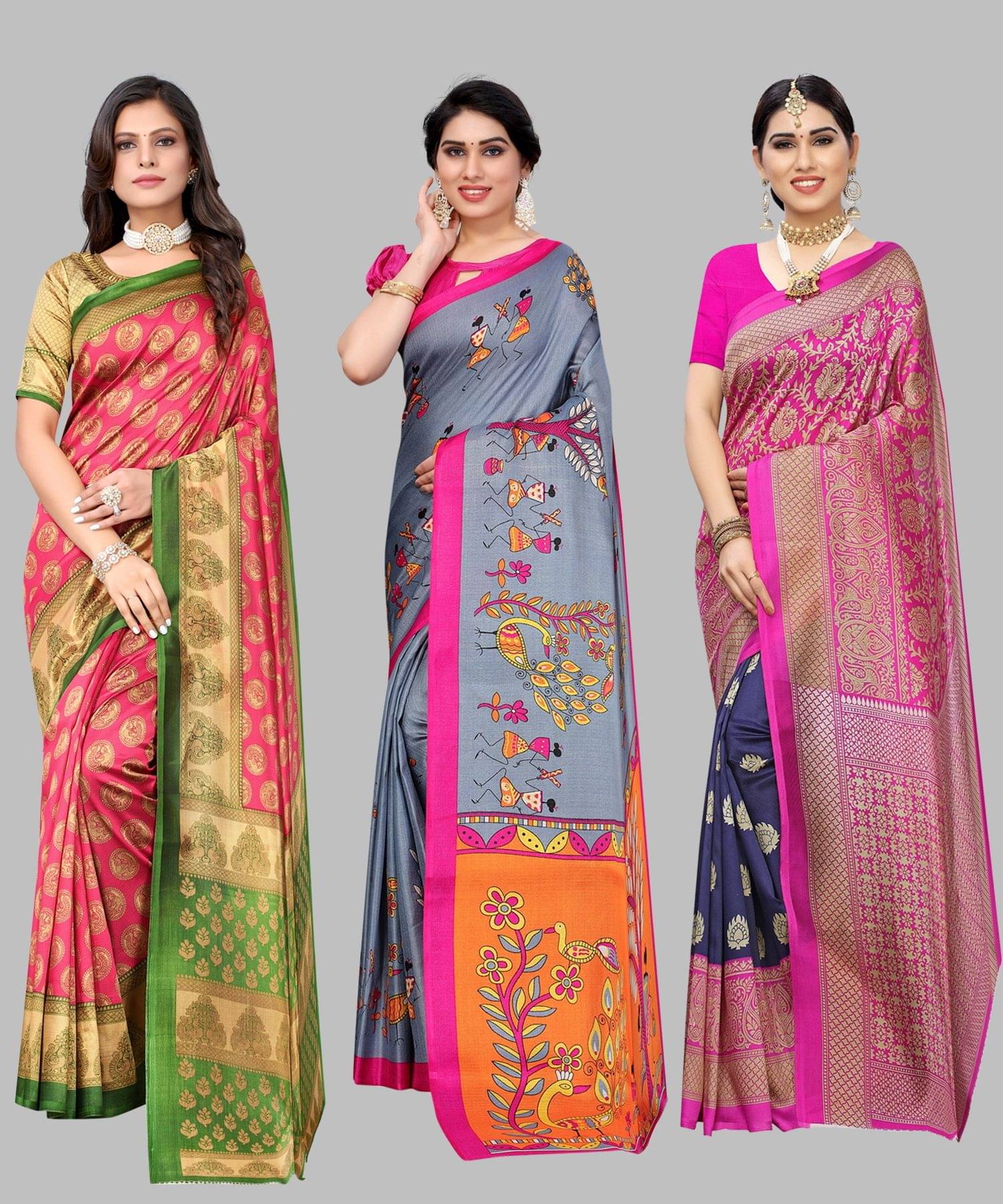 Yashika Art Silk Printed Regular Saree With Unstitched Blouse Piece ( Multicolor ) Yashika Art Silk Printed Regular Saree With Unstitched Blouse Piece ( Multicolor )