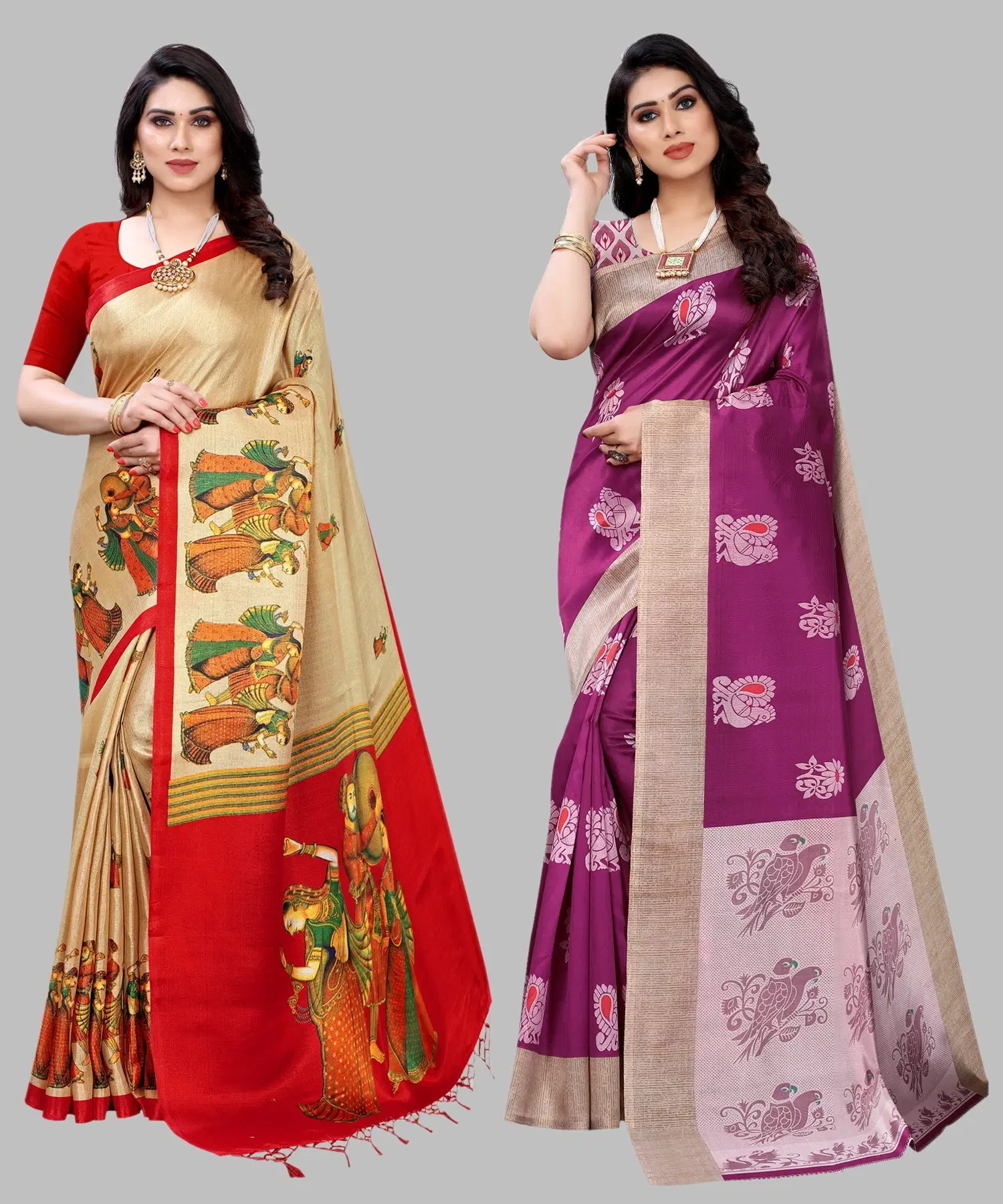 Yashika Art Silk Printed Regular Saree With Unstitched Blouse Piece ( Brown )     			Yashika Art Silk Printed Regular Saree With Unstitched Blouse Piece ( Brown )