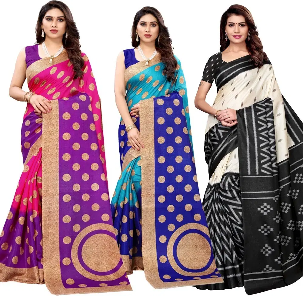     			Yashika Art Silk Printed Regular Saree With Unstitched Blouse Piece ( Multicolor )
