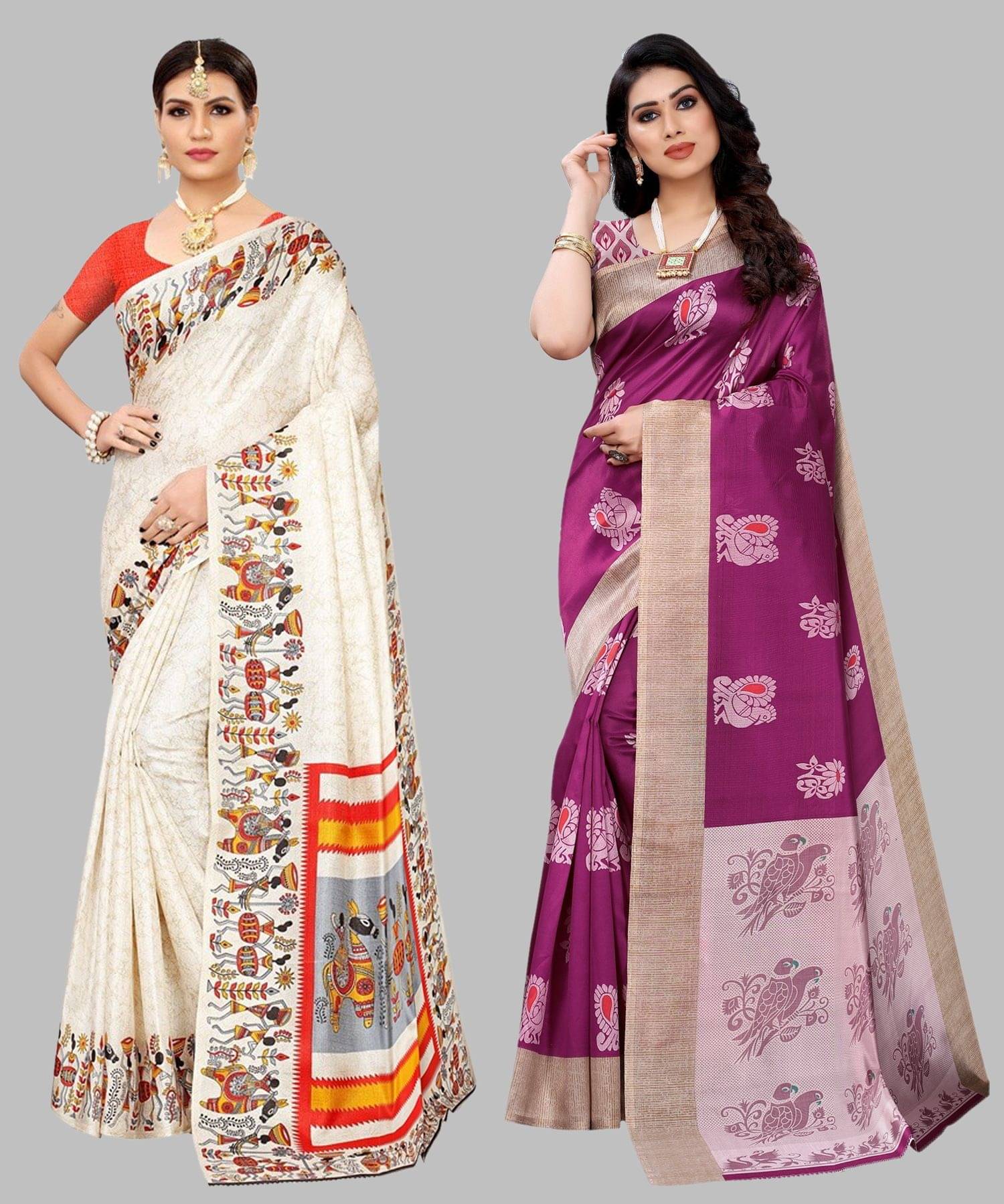 Yashika Art Silk Printed Regular Saree With Unstitched Blouse Piece ( Orange )     			Yashika Art Silk Printed Regular Saree With Unstitched Blouse Piece ( Orange )