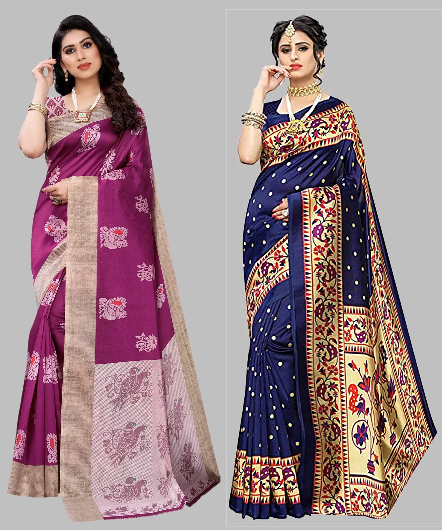 Yashika Art Silk Printed Regular Saree With Unstitched Blouse Piece ( Purple ) Yashika Art Silk Printed Regular Saree With Unstitched Blouse Piece ( Purple )