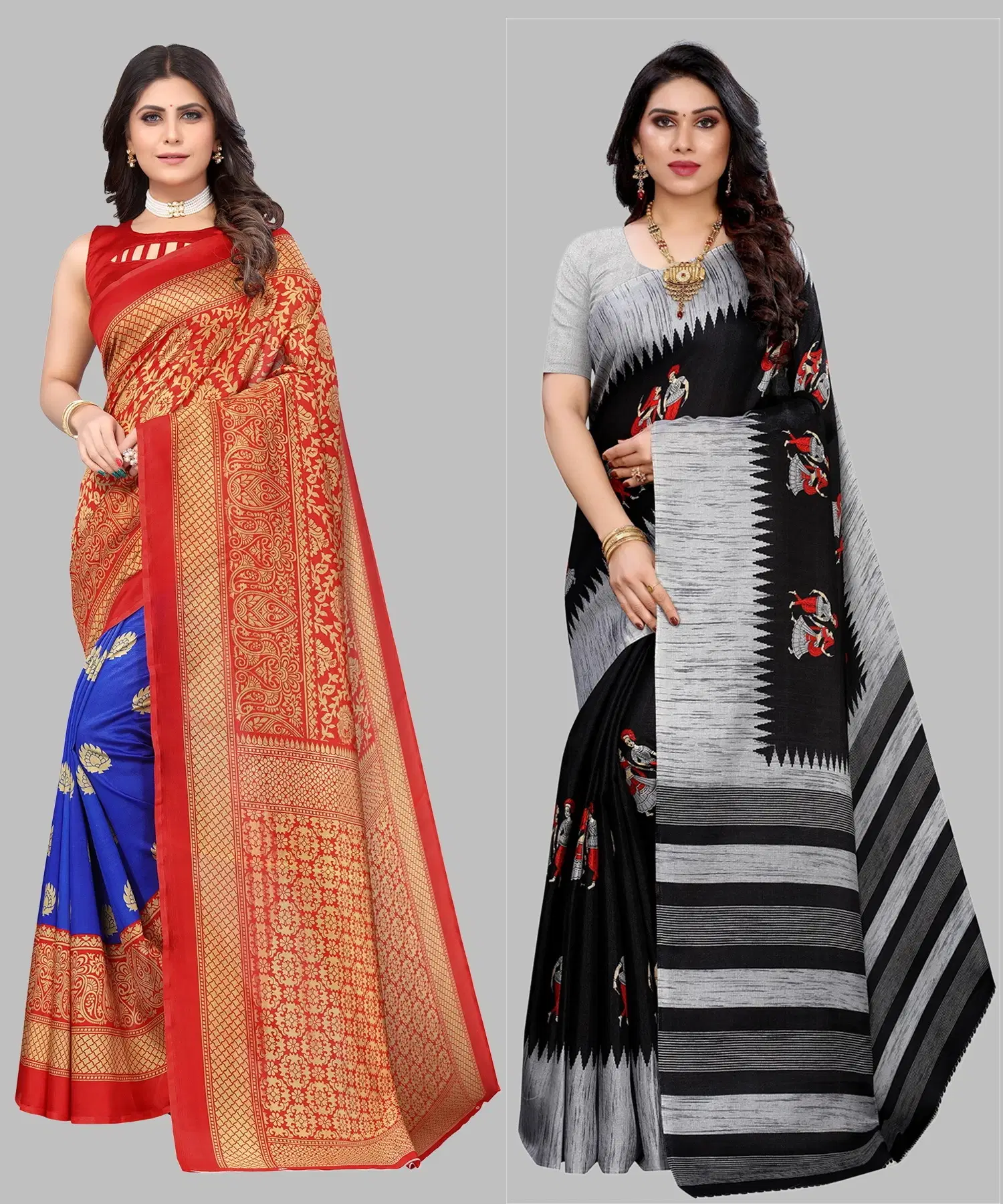     			Yashika Art Silk Printed Regular Saree With Unstitched Blouse Piece ( Light Blue )