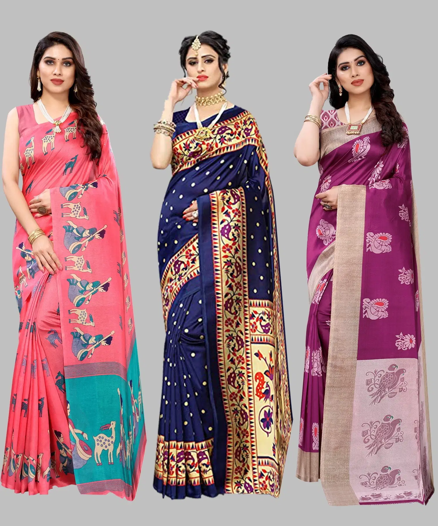     			Yashika Art Silk Printed Regular Saree With Unstitched Blouse Piece ( Pink )