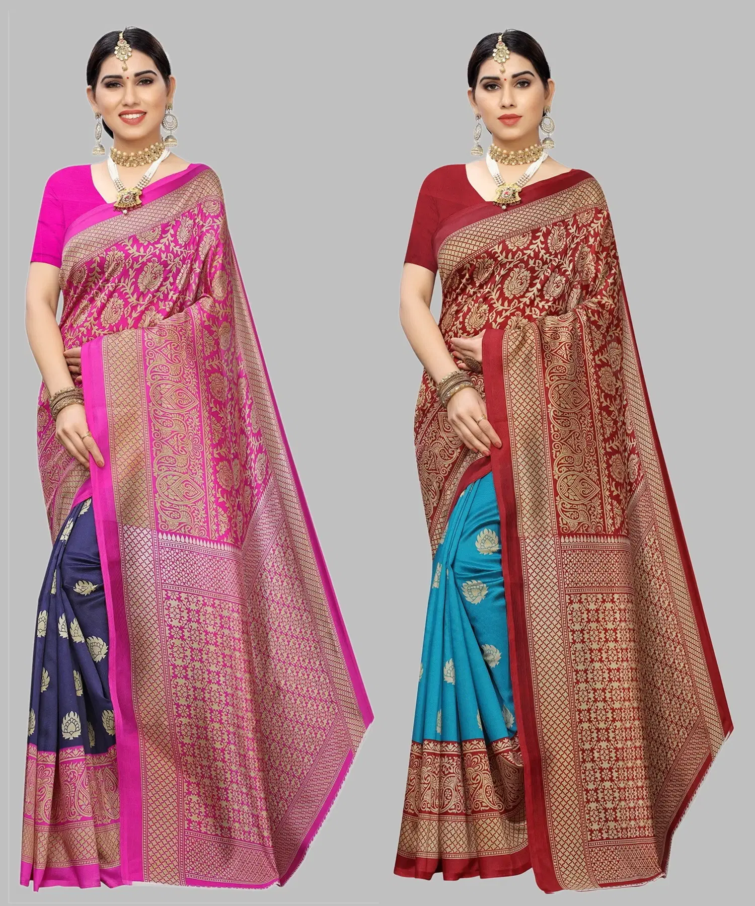     			Yashika Art Silk Printed Regular Saree With Unstitched Blouse Piece ( Blue )