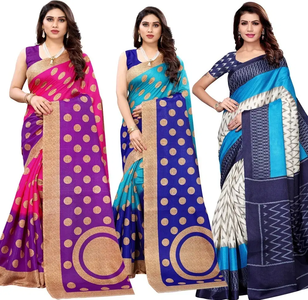     			Yashika Art Silk Printed Regular Saree With Unstitched Blouse Piece ( Multicolor )