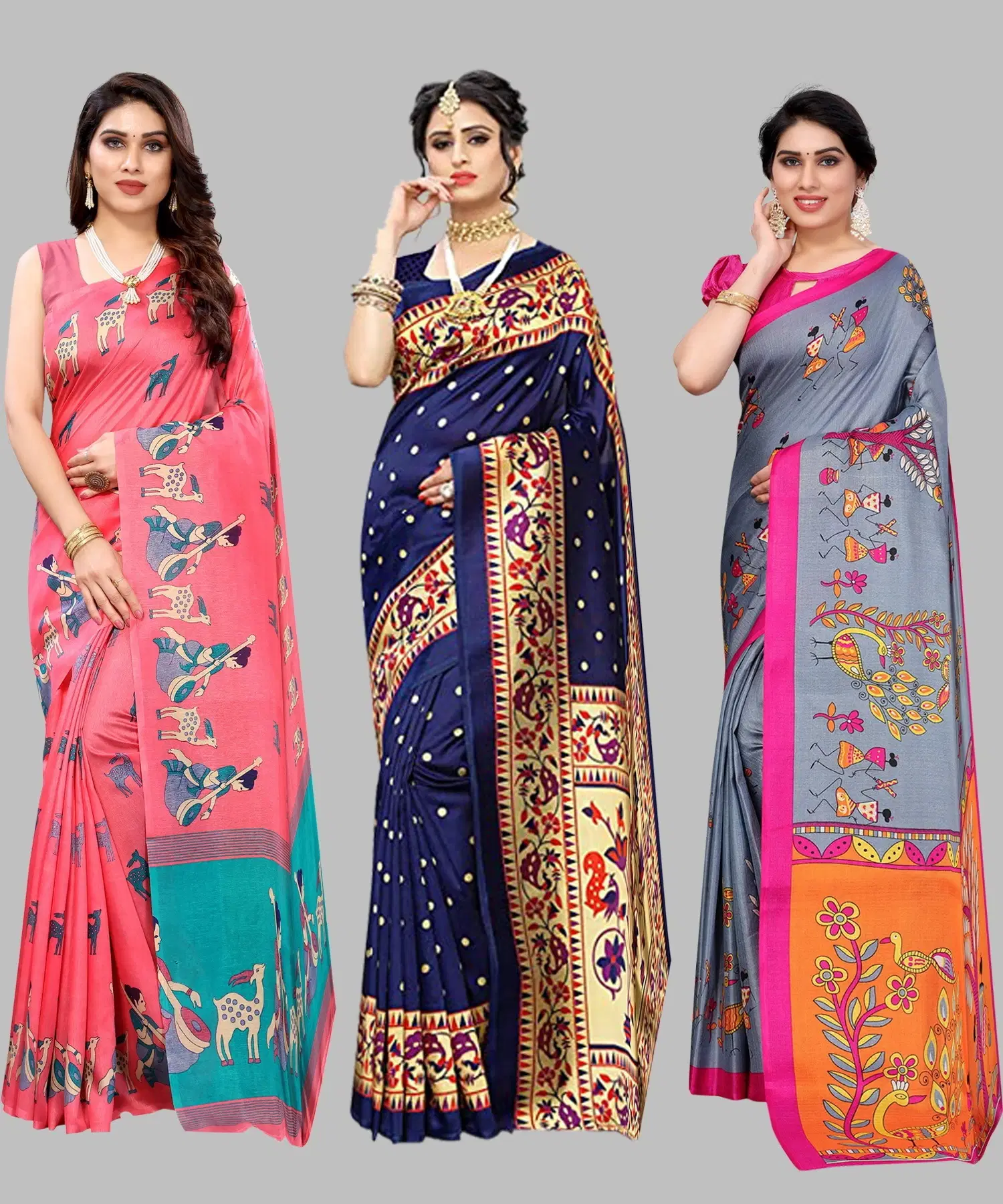 Yashika Art Silk Printed Regular Saree With Unstitched Blouse Piece ( Pink ) Yashika Art Silk Printed Regular Saree With Unstitched Blouse Piece ( Pink )