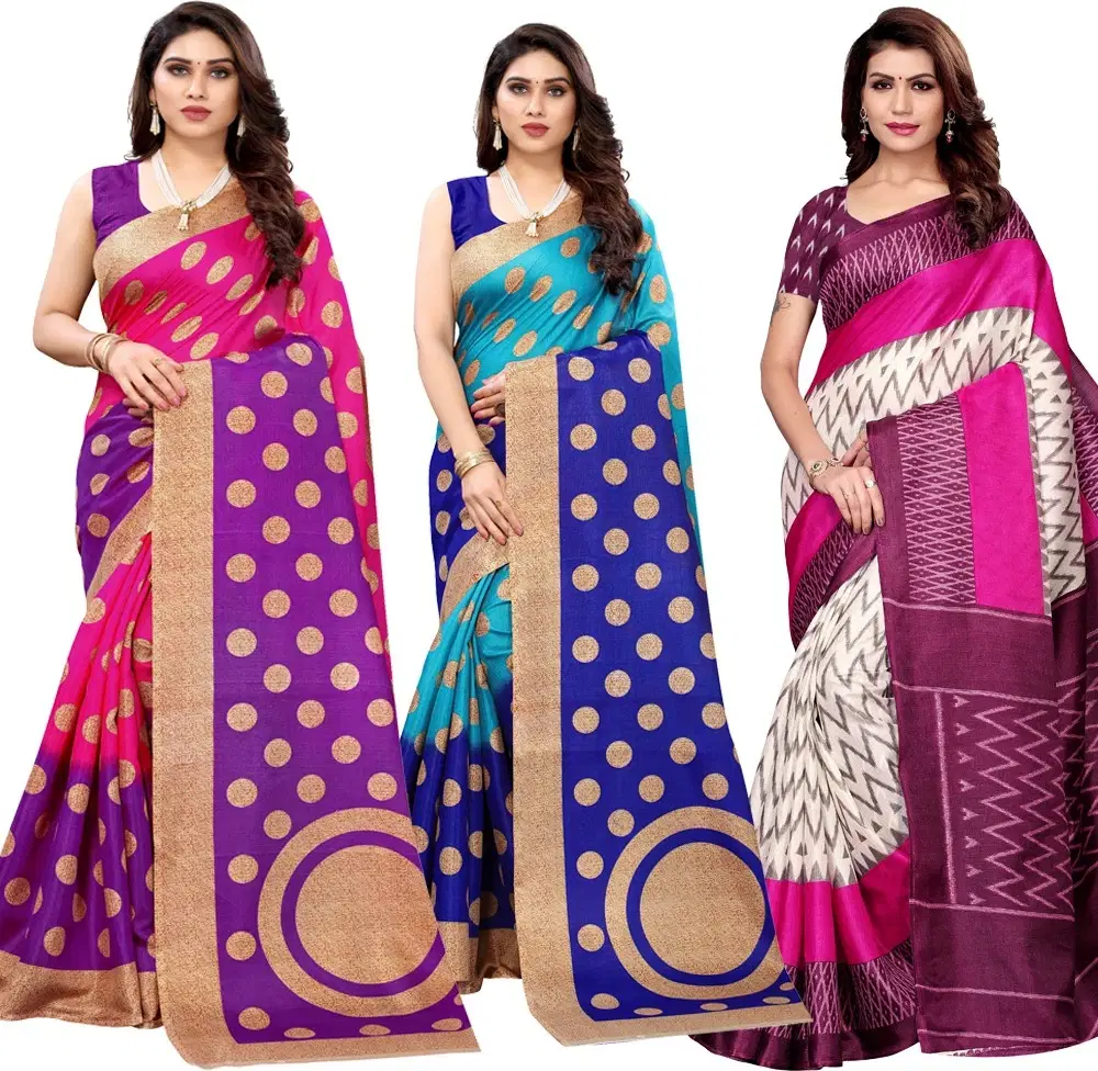 Yashika Art Silk Printed Regular Saree With Unstitched Blouse Piece ( Multicolor )     			Yashika Art Silk Printed Regular Saree With Unstitched Blouse Piece ( Multicolor )
