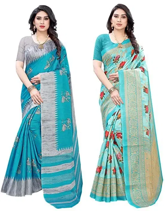     			Yashika Art Silk Printed Regular Saree With Unstitched Blouse Piece ( Multicolor )