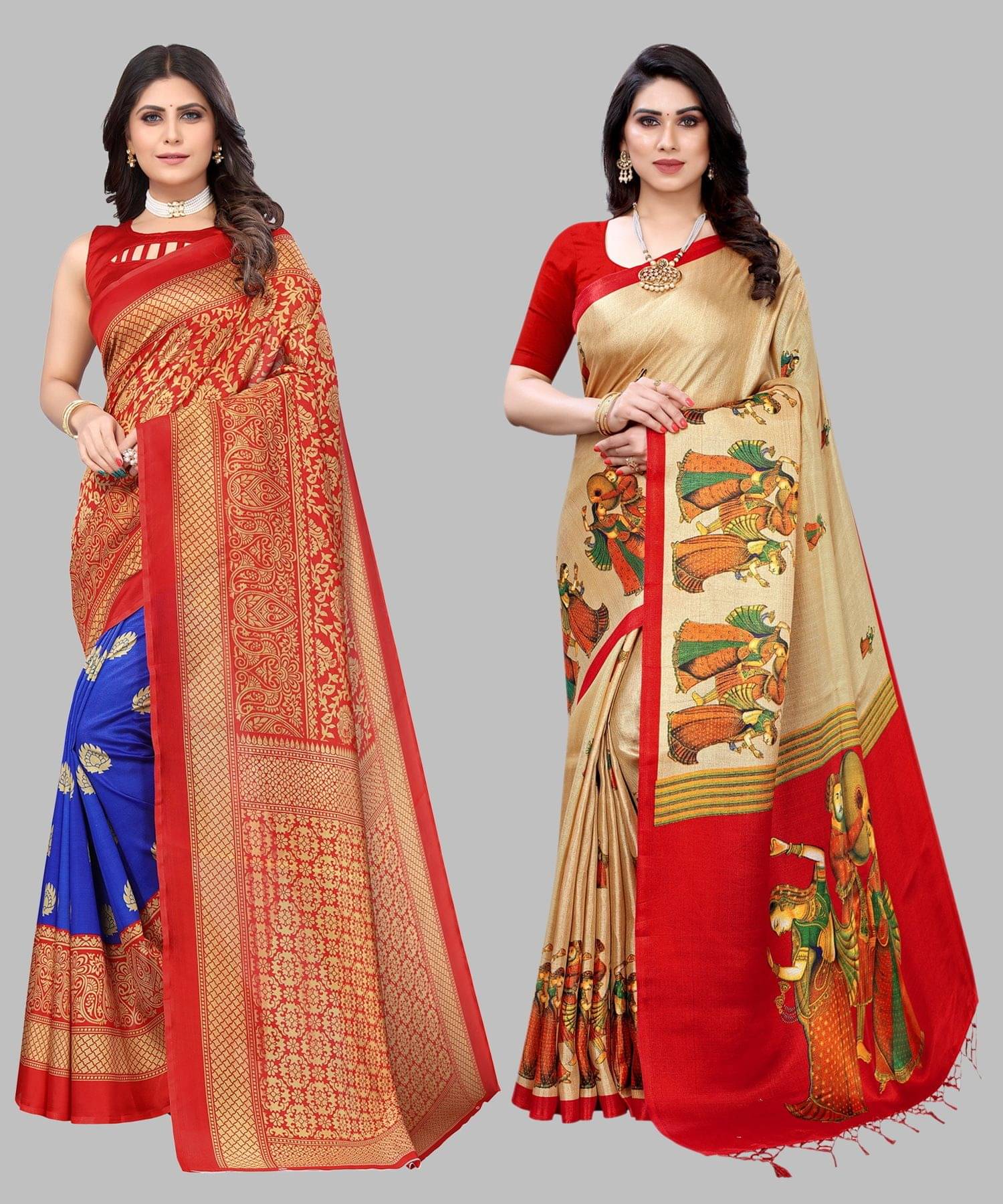     			Yashika Art Silk Printed Regular Saree With Unstitched Blouse Piece ( Light Blue )