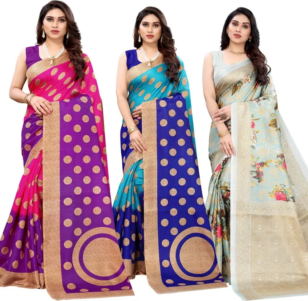 Yashika Art Silk Printed Regular Saree With Unstitched Blouse Piece ( Blue ) Yashika Art Silk Printed Regular Saree With Unstitched Blouse Piece ( Blue )