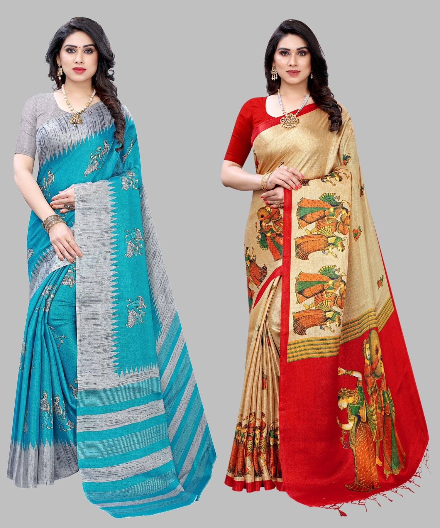 Yashika Art Silk Printed Regular Saree With Unstitched Blouse Piece ( Blue ) Yashika Art Silk Printed Regular Saree With Unstitched Blouse Piece ( Blue )
