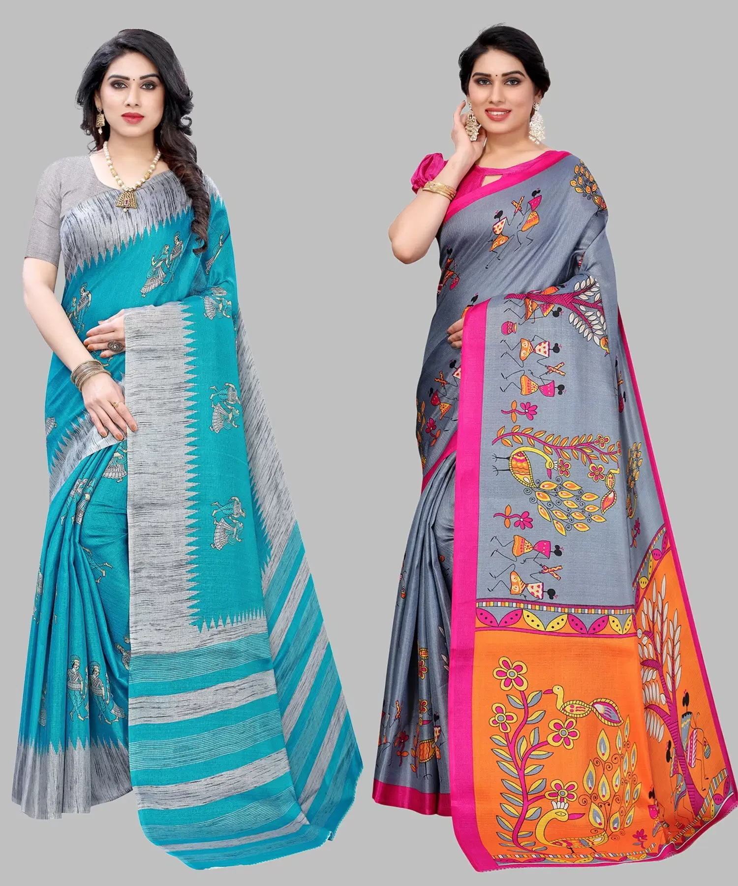     			Yashika Art Silk Printed Regular Saree With Unstitched Blouse Piece ( Blue )