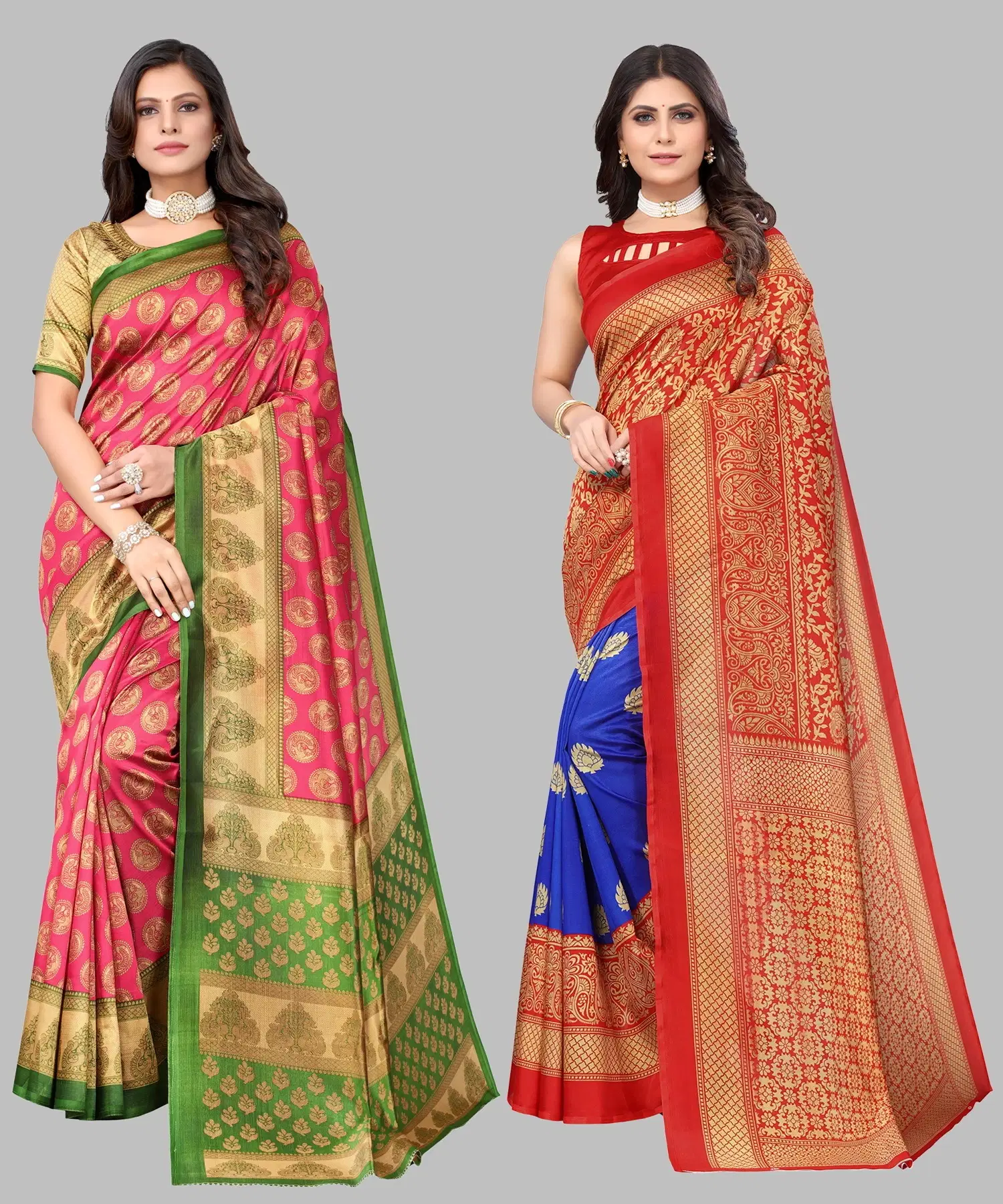     			Yashika Art Silk Printed Regular Saree With Unstitched Blouse Piece ( Pink )