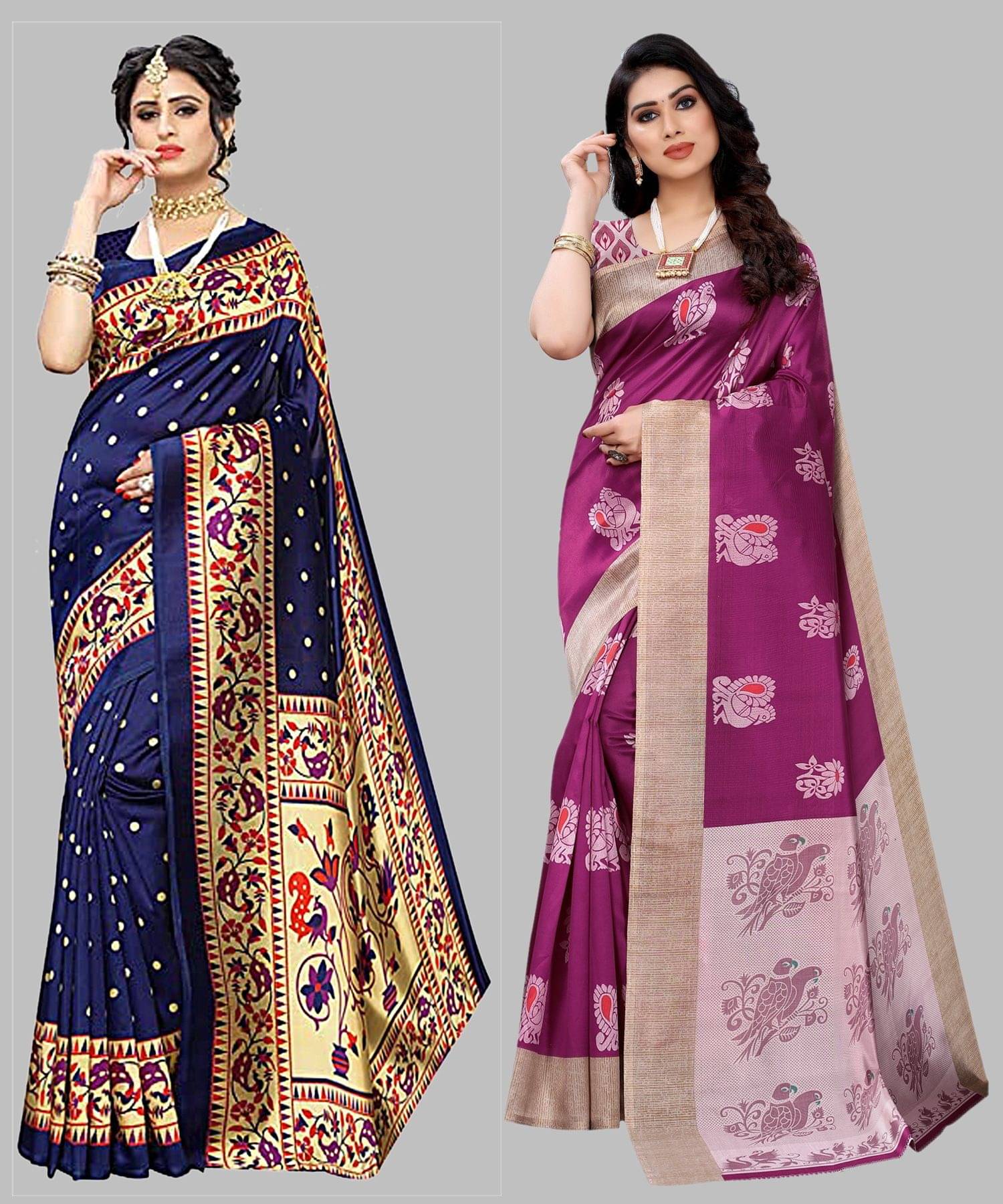     			Yashika Art Silk Printed Regular Saree With Unstitched Blouse Piece ( Blue )