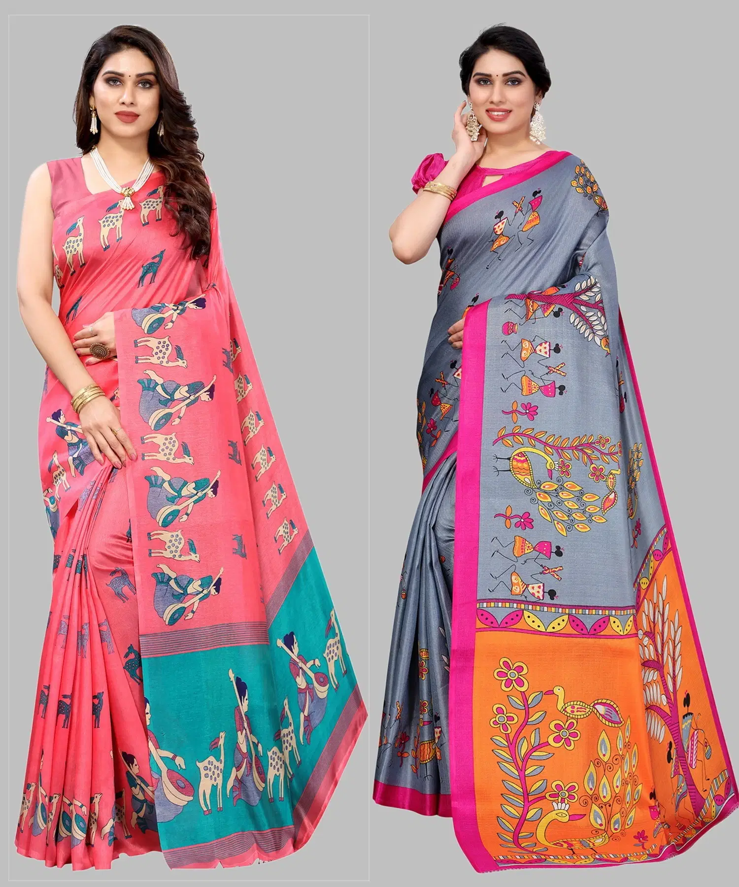     			Yashika Art Silk Printed Regular Saree With Unstitched Blouse Piece ( Pink )