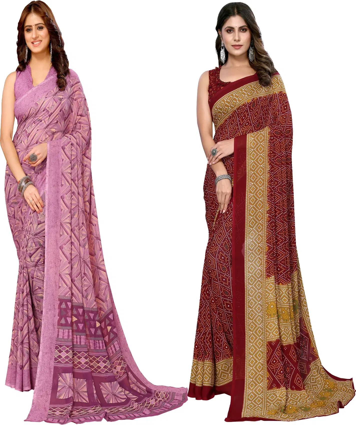     			Yashika Georgette Printed Regular Saree With Unstitched Blouse Piece ( Purple )
