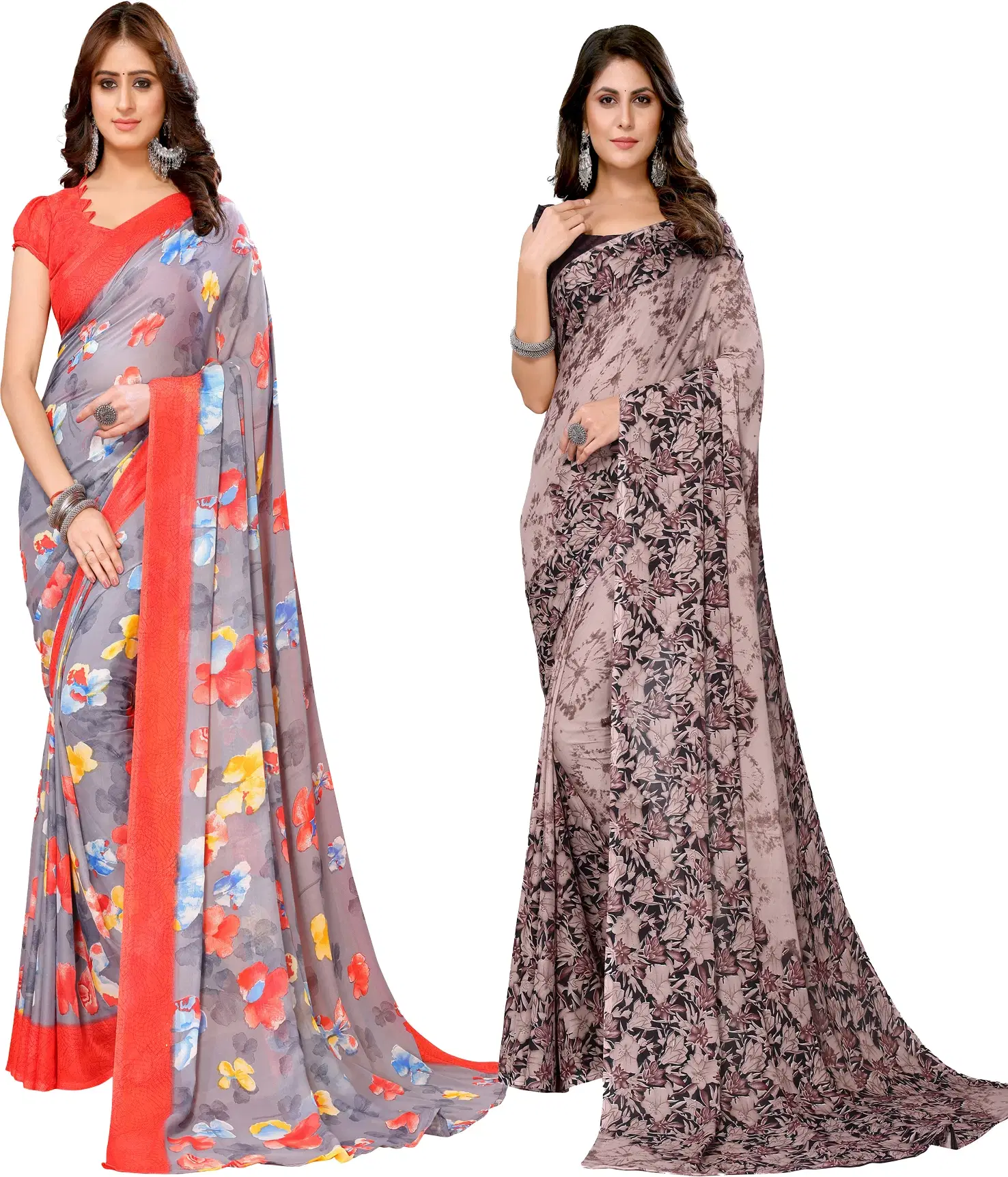Yashika Georgette Printed Regular Saree With Unstitched Blouse Piece ( Red ) Yashika Georgette Printed Regular Saree With Unstitched Blouse Piece ( Red )